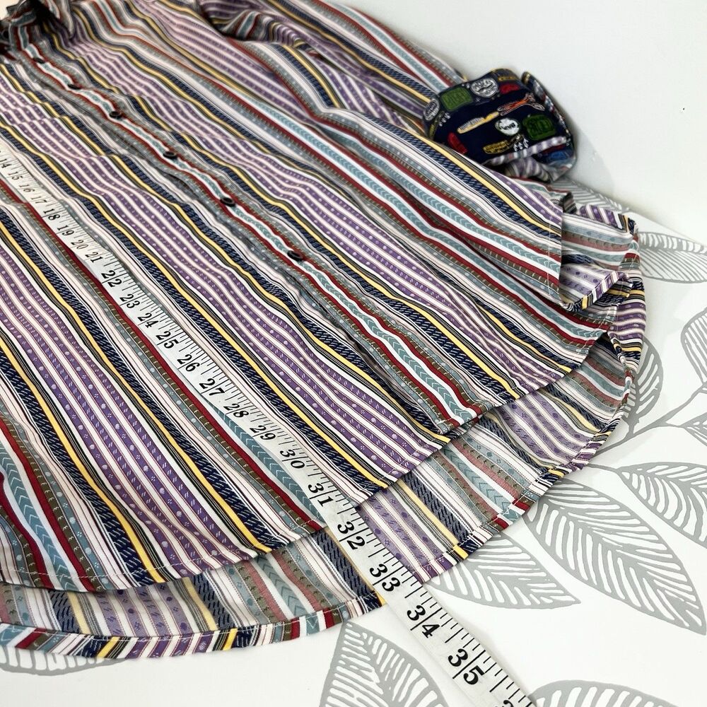 Robert Graham Shirt Button Down Colorful Stripes Barber Cuffs Men’s 2XL - Picture 9 of 11